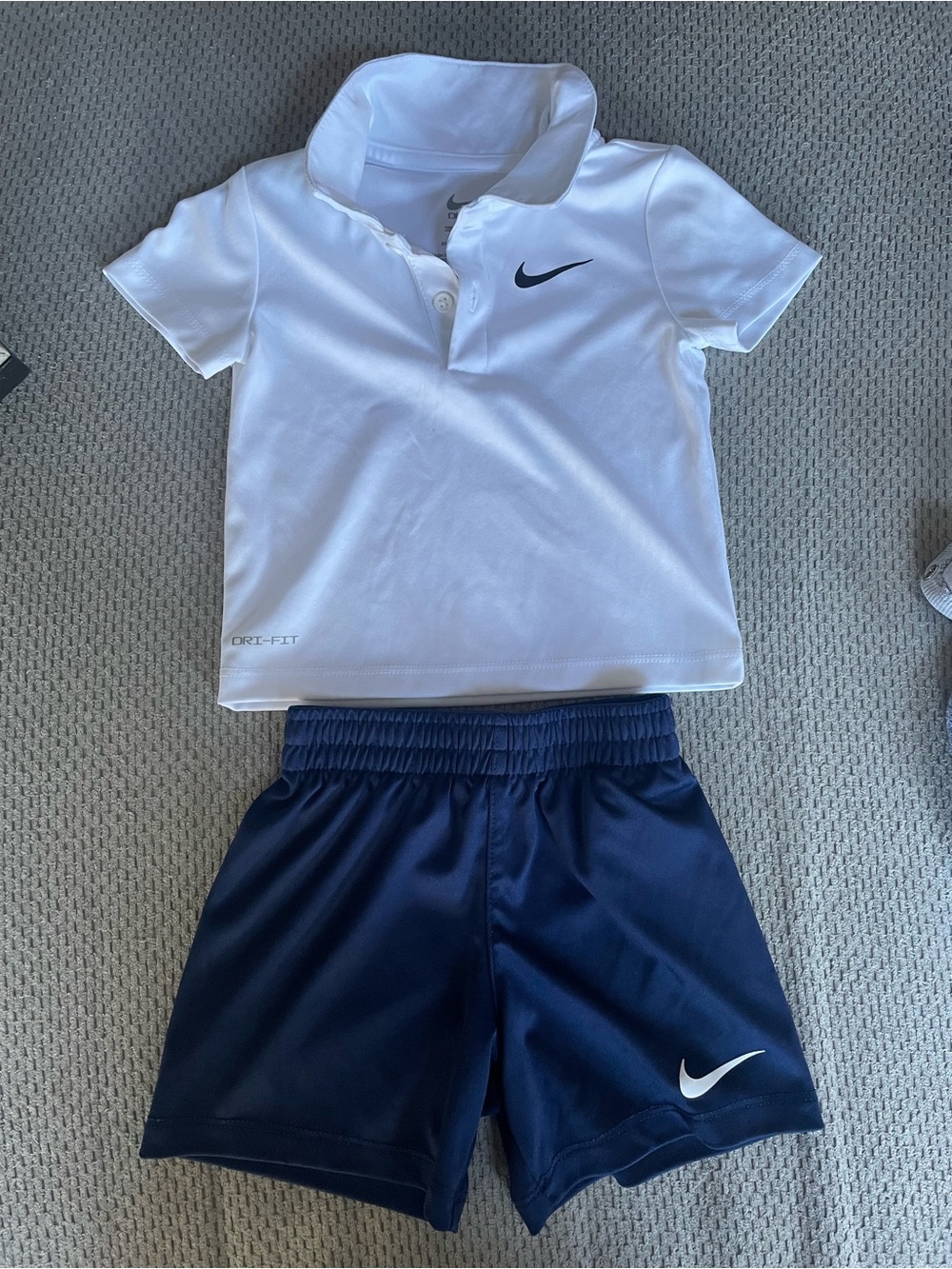 Nike Kids White Dri-FIT Polo and Navy Athletic Shorts 12-18 months